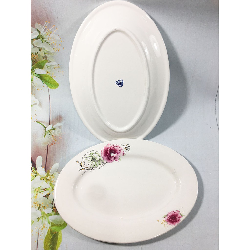 Đĩa sứ bầu dục, đĩa sứ tròn loại dày giá rẻ