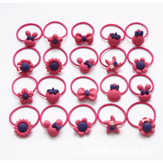 Set 20 Dây Cột Tóc Cho Bé Gái Nhiều Hình Khác Nhau Đủ Màu Sắc - Không Hộp ( KHÔNG LÀM ĐAU TÓC BÉ ) - Buộc Tóc