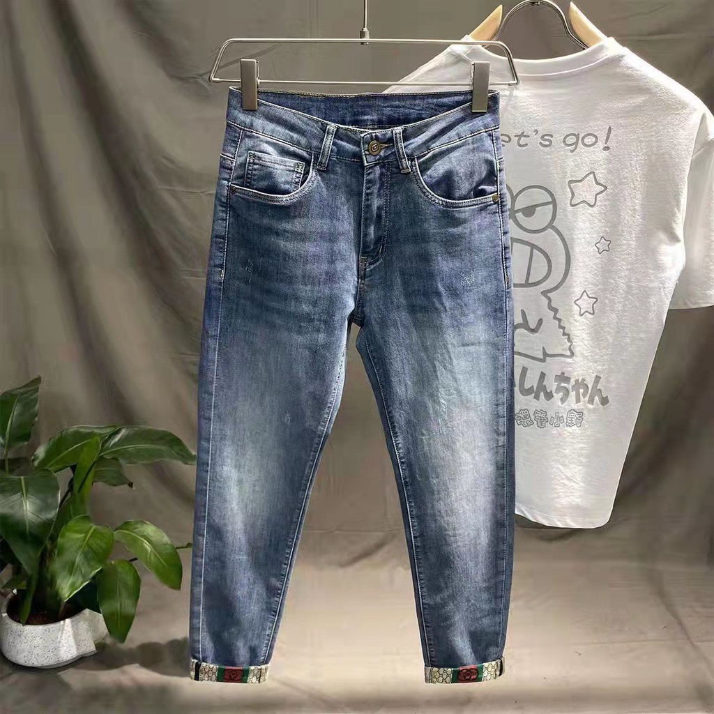 Quần Jeans Thêu Họa Tiết Thời Trang Cá Tính Cho Nam