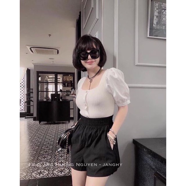 Áo len 4 cúc tay bồng chất đẹp(#406)