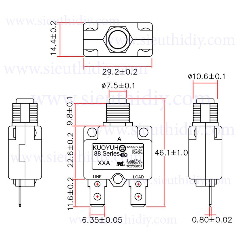 Rơ le relay 13-25A cầu chì nhiệt Đài Loan KUOYUH sê ri 88