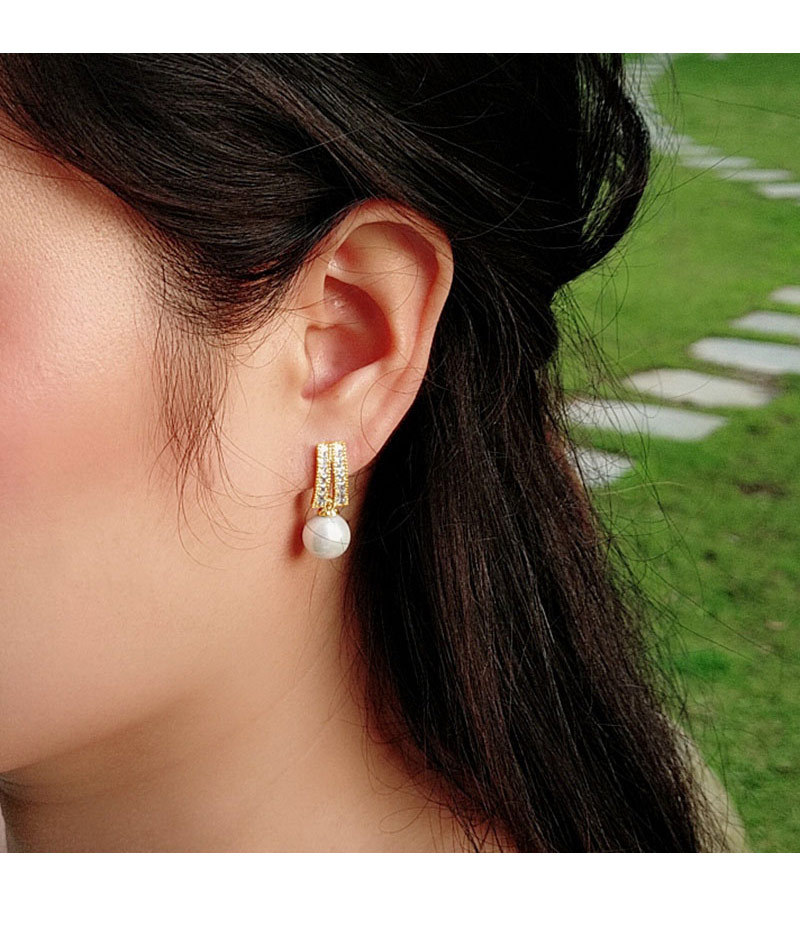 Đôi bông tai mạ bạc 925 đính ngọc trai nhân tạo sang trọng