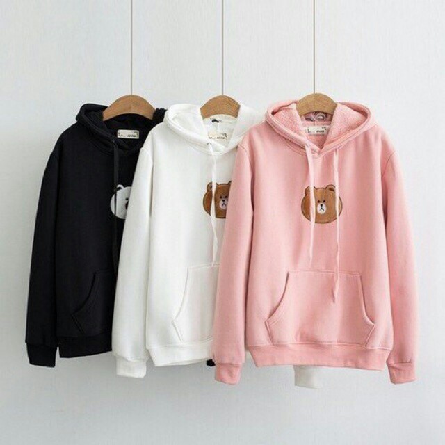 [SALE SALE] Áo khoác nỉ hoodie NAM NỮ gấu đẹp mặc couple siêu đẹp, áo ấm hoodie nón dây rút AHD30