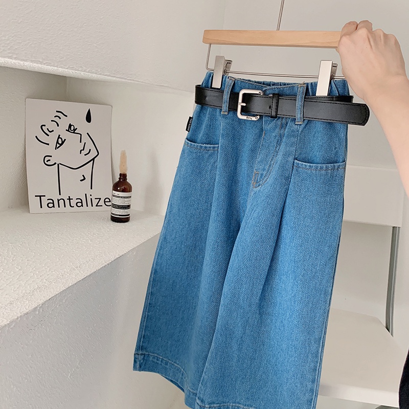 Quần jean ống rộng kèm thắt lưng thời trang mùa thu phong cách Hàn Quốc cho nữ