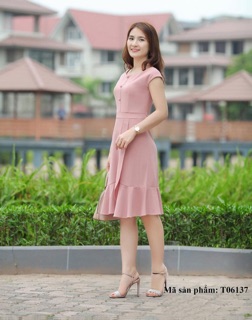 Váy công sở ôm vai chờm bèo rủ