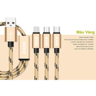 Dây cáp sạc đa năng 3 trong 1 (Lightning - Micro USB - Type-C - Loại cực tốt)