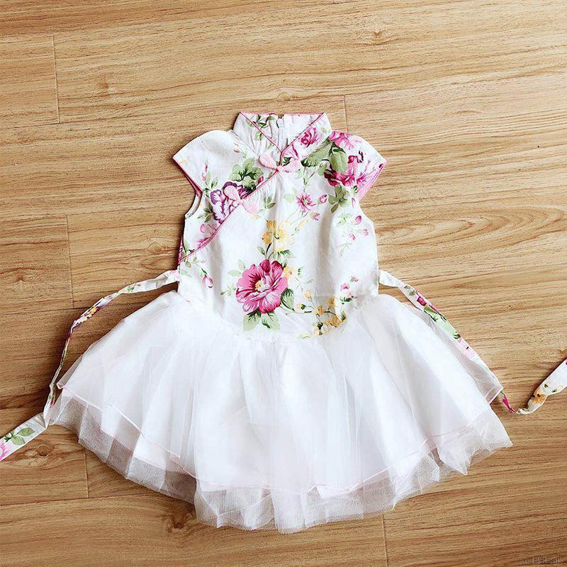 Đầm Lưới In Hoa Cho Bé Gái 3-9 Tuổi