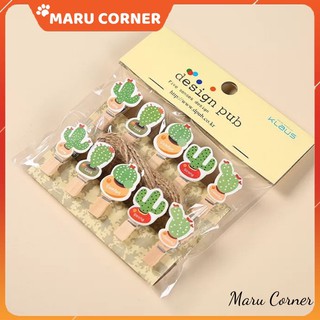 Set 10 kẹp gỗ cute kẹp ảnh decor trang trí được chọn mẫu