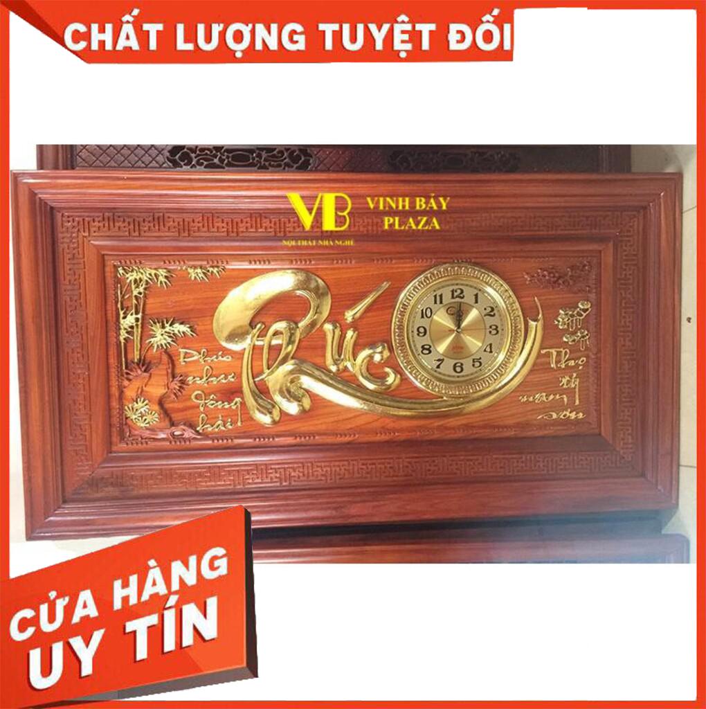 Tranh đồng hồ chữ phúc treo tường dát vàng ( 67cm x 127cm ) Nội Thất