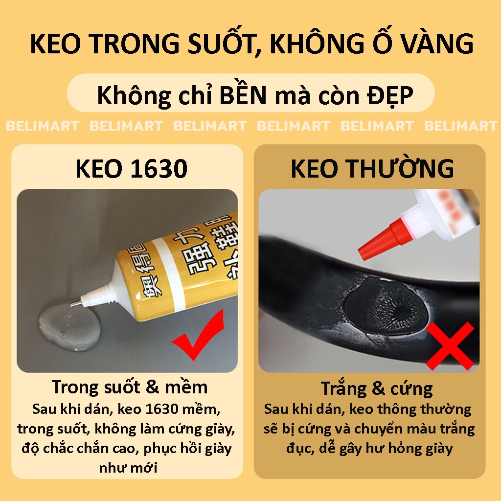 Keo dán giày thể thao siêu dính, keo dán giày da dùng nhiệt trong suốt không tổn thương da Beli BL004