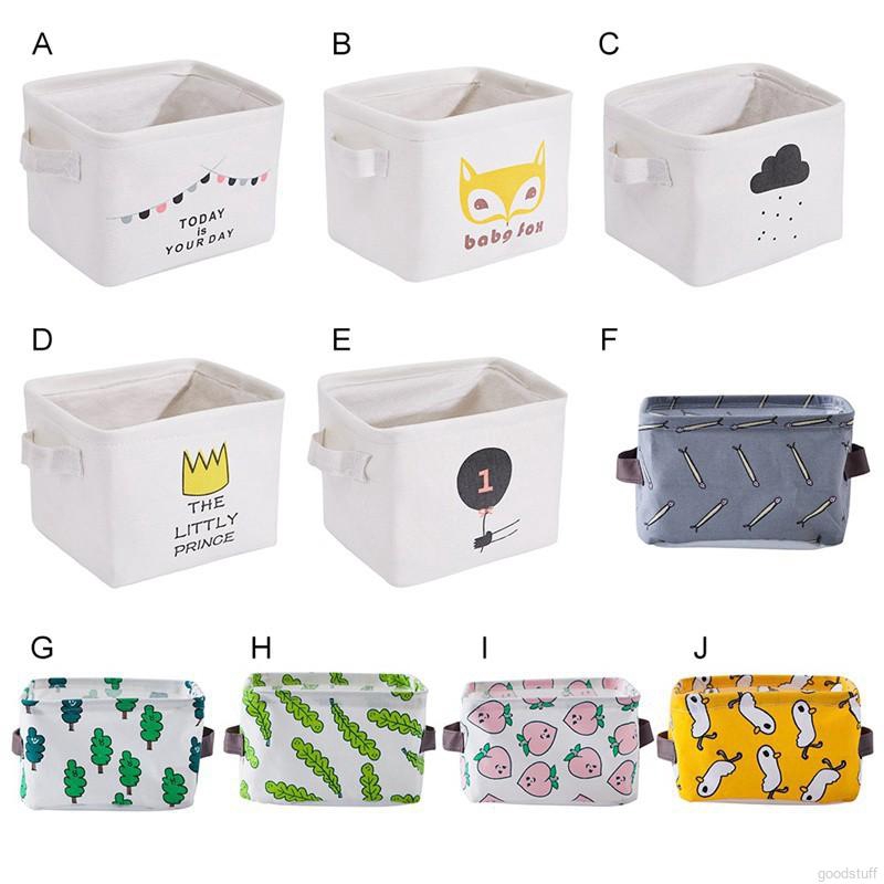 Sundries Organizer Cartoon Cosmetic Case Toy Barrel Box Cloth Storage Basket