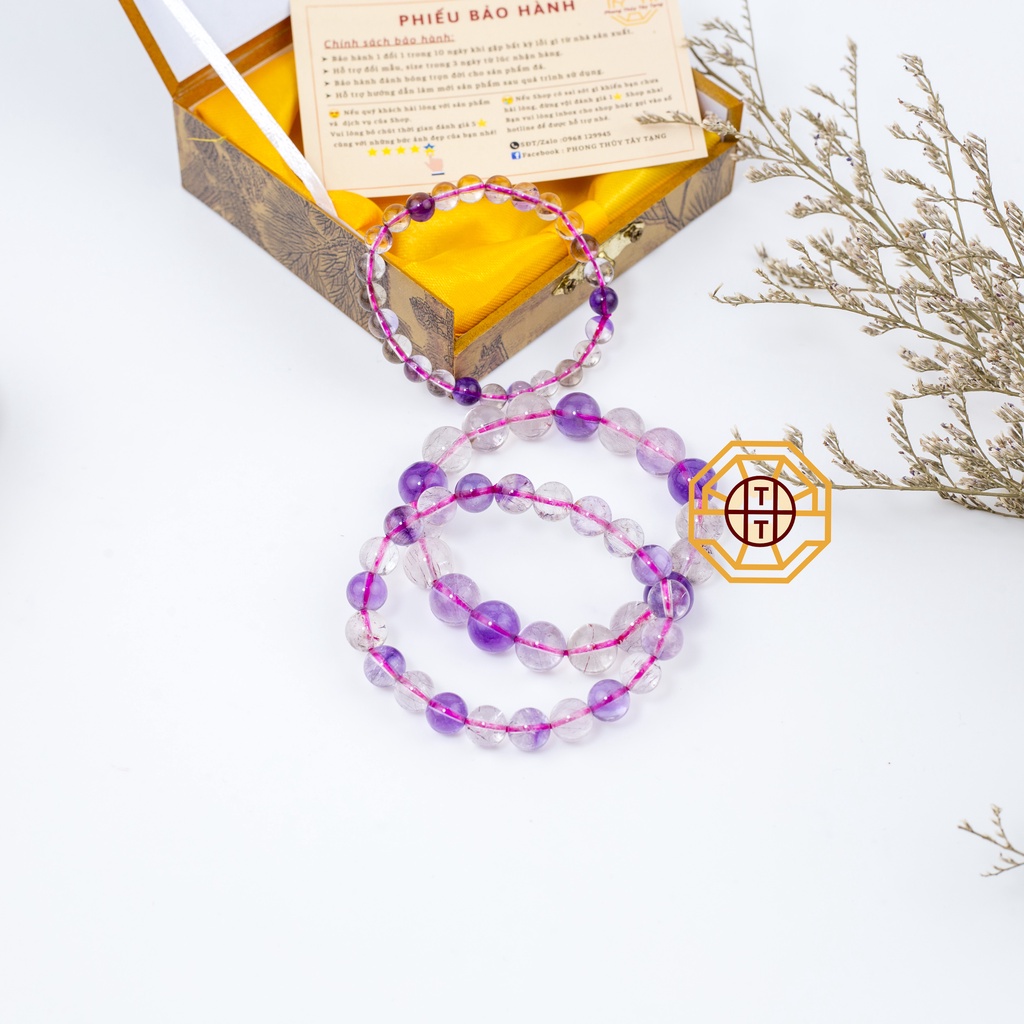 Vòng Tay Phong Thuỷ Đá Supper Sevenn Tự nhiên [TẶNG HỘP GỖ] nữ mệnh Kim Mộc Thuỷ Hoả Thổ - Phong Thủy Tây Tạng