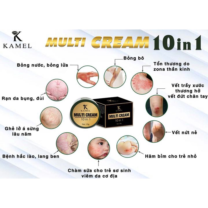 [Kamel] Kem xóa bỏng, xóa rạn da, triệt ghẻ nở, án sừng 10 trong 1 10g - Muti Cream 10 in 1