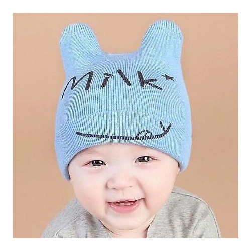 Mũ len milk, nón len mèo, nón len gấu cho bé trai bé gái 0-24m (mẫu ngẫu nhiên)