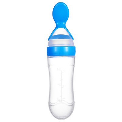 Bình đựng thức ăn kèm muỗng bằng silicone an toàn cho bé