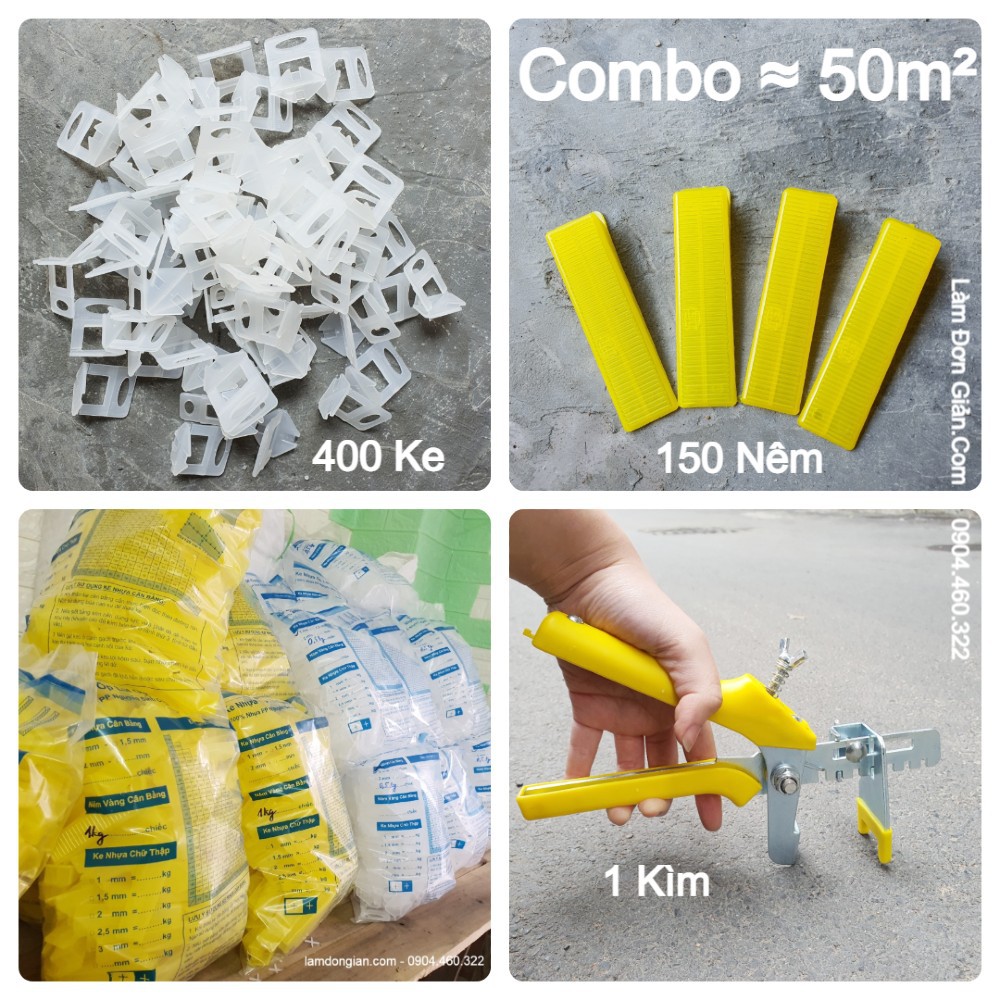 Combo 01 Kìm Và 550 Ke Lát Gạch Gồm 400 Ke Móc Và 150 Nêm Chốt - Nhựa PP Nguyên Sinh
