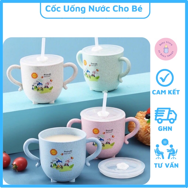 Cốc Uống Nước Lúa Mạch Cho Bé Kèm Ống Hút