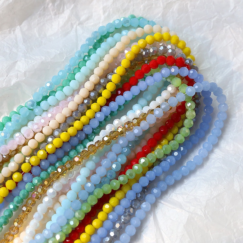 Set 100 bánh xe pha lê 4mm nhiều màu sắc dùng làm đồ trang sức thủ công