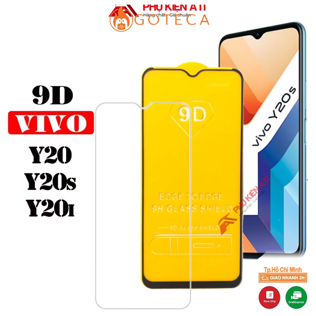 Kính cường lực Vivo Y20s/ Y20i/ Y20-Full màn hình 9D và Trong suốt-Độ cứng 9H