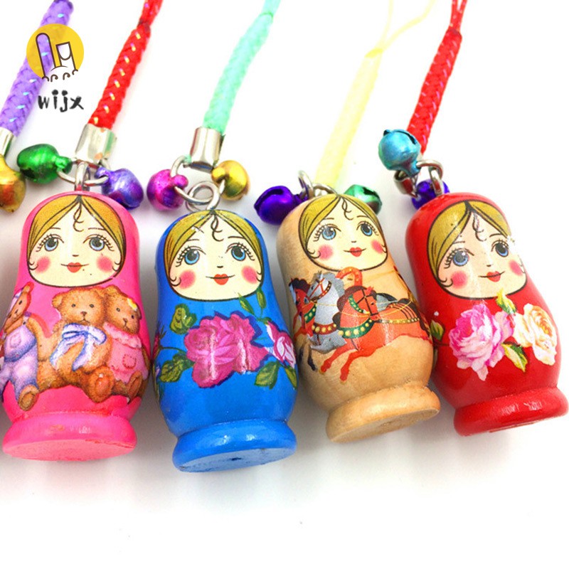 Set 2 / 12 Móc Khóa Hình Búp Bê Nga Matryoshka Bằng Gỗ Thời Trang Mùa Hè Hàn Quốc