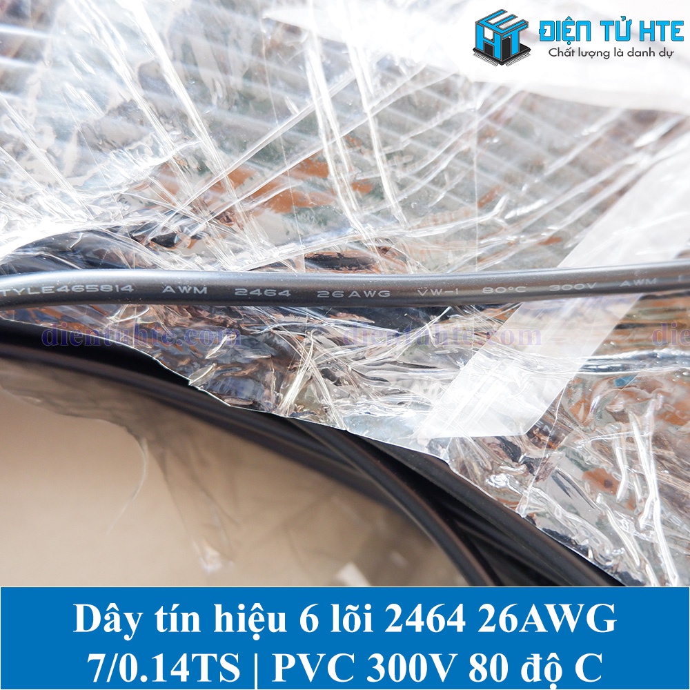 Dây tín hiệu 6 lõi 2464 26AWG 7*0.14TS vỏ PVC 80 độ OD 4.5mm - 1 mét