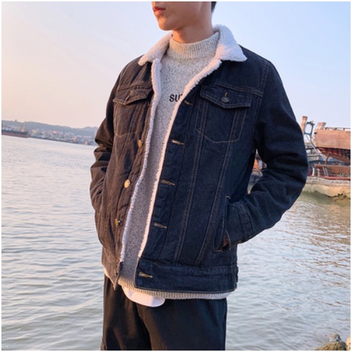 Áo khoác jean nam lót lông cừu hàng quảng châu cao cấp
