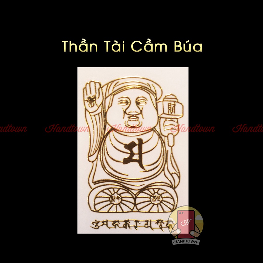 [COMBO] Bộ 4 Linh Phù Tài Lộc - May Mắn Bình An - Tình Duyên Thếp Vàng Dán Điện Thoại Máy Tính Bỏ Ví Handtown