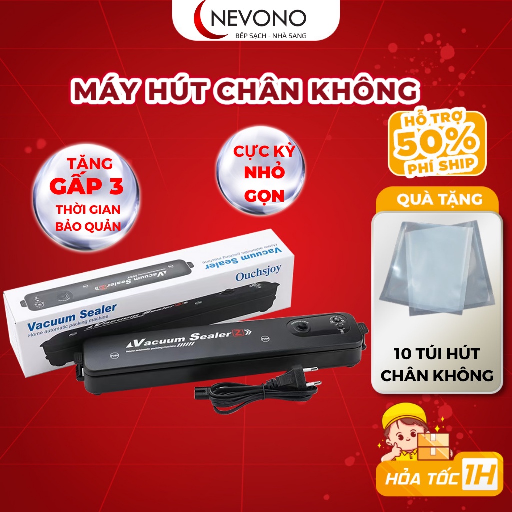 Máy hút chân không thực phẩm kiêm máy hàn miệng túi Vacuum Sealer tặng kèm túi bảo hành 3 tháng