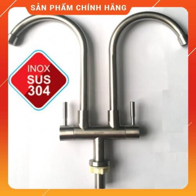 (SALE) Vòi rửa chén bát lạnh đôi inox 304 cao cấp bảo hành 1 năm