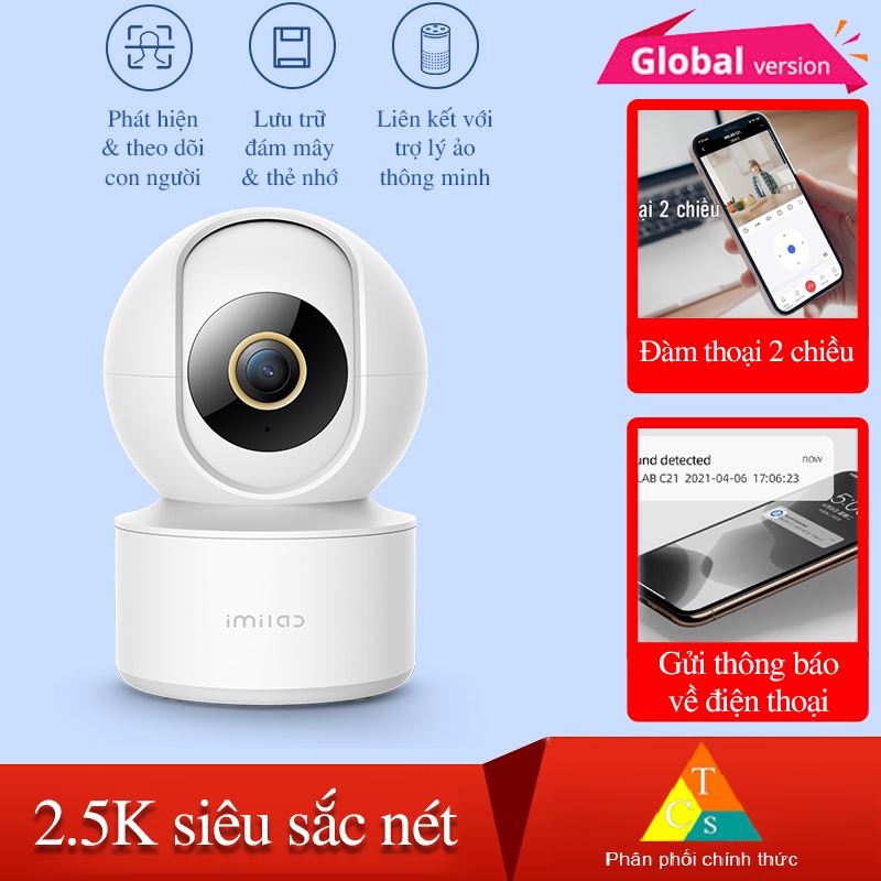 Camera ip Imilab C21 Bản Quốc Tế Xiaomi giám sát xoay QHD 2.5K, Lens F2.0, hồng ngoại 4x850nm