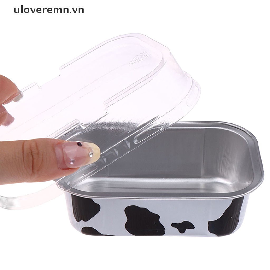 Set 10 Khuôn Làm Bánh Hình Chữ Nhật Bằng Lá Nhôm Có Nắp Đậy