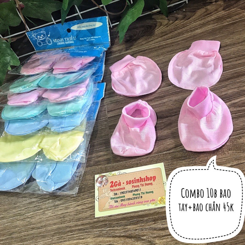 Combo 10 bộ bao tay chân cho bé sơ sinh (5bao tay+5bao chân bo ống)