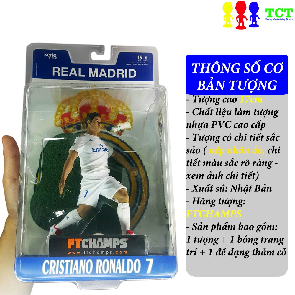 Tượng cầu thủ cao 17cm FTCHAMPS CR7 Ronaldo Real M10 Messi Barcelona