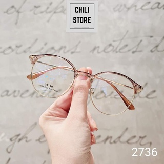 Gọng kính cận tròn Chilistore Kính cận kim loại thời trang nam nữ 2736