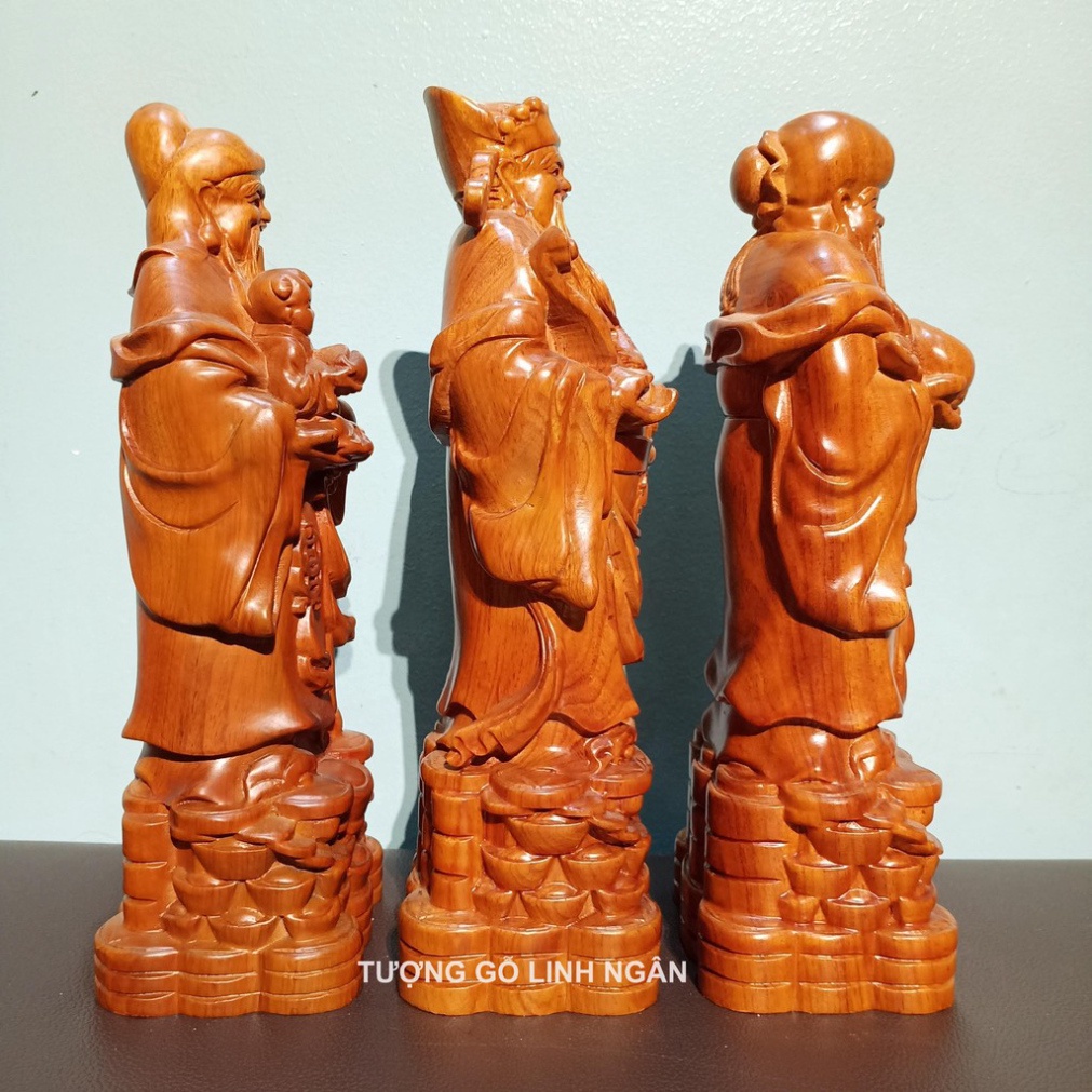 [GIA RE] Tượng tam đa phúc lộc thọ gỗ hương cao 30