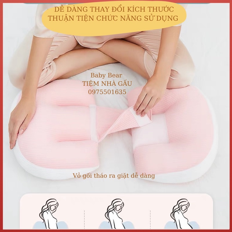 Gối Ôm Bà Bầu Cánh Tiên-Gối Đỡ Bụng Bầu Giảm Đau Lưng Ngủ Ngon Giấc kèm gối gác chân
