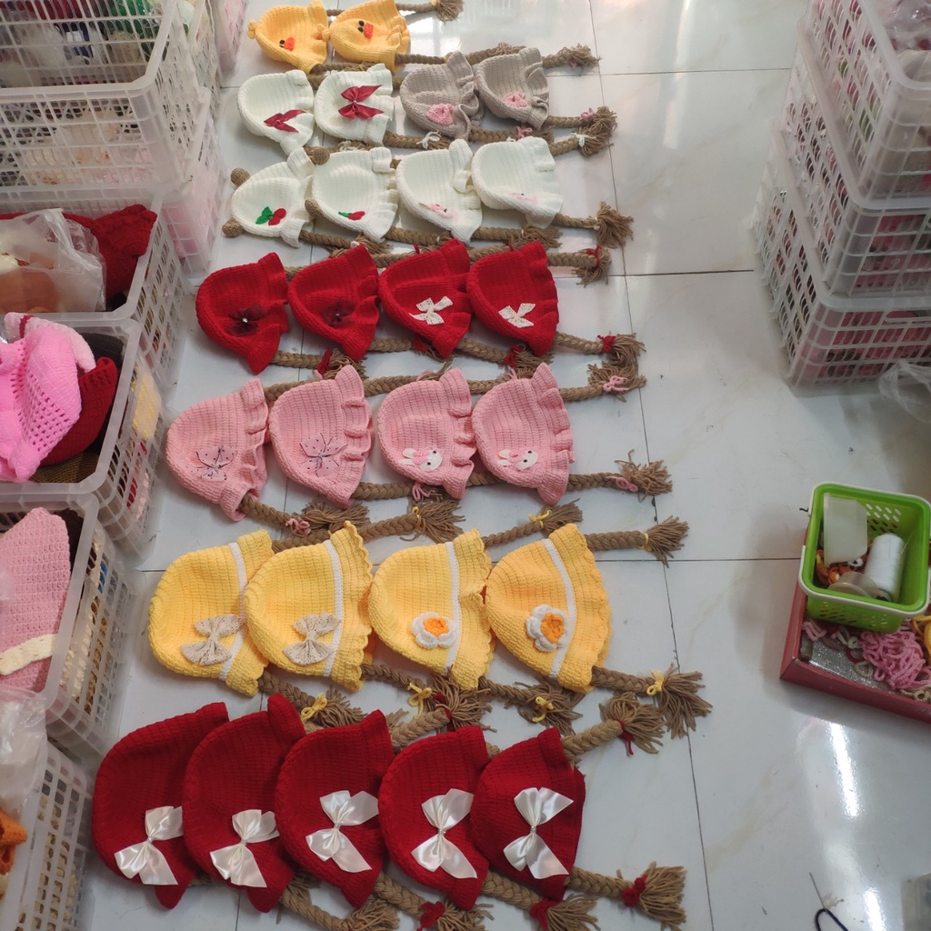 Nón bím tóc cho bé (ảnh thật shop chụp)