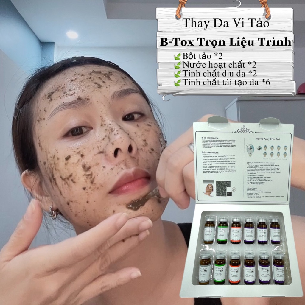 Thay Da Vi Tảo B-Tox Peel 4 Màu-Trọn Liệu Trình Peel có Dưỡng Tái Tạo