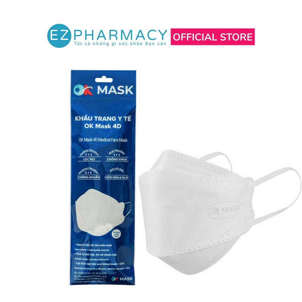 Khẩu Trang OK Mask 4D Cao Cấp - Túi 6 chiếc - DKSH phân phối