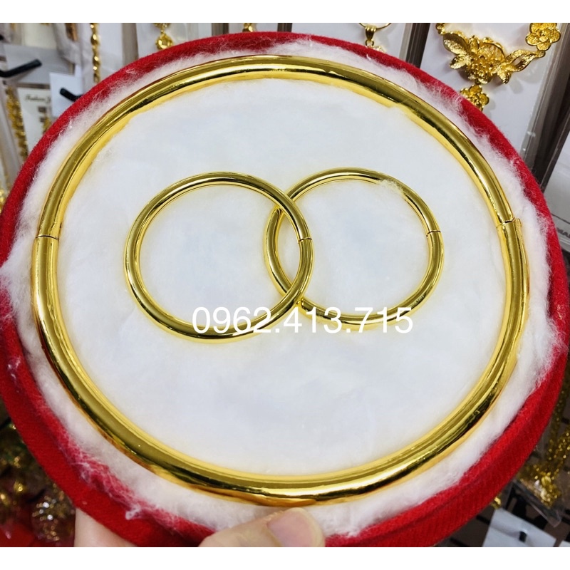 Set 1 kiềng cổ kiểu trơn 2 vòng tay kiểu trơn dát vàng 24 cao cấp