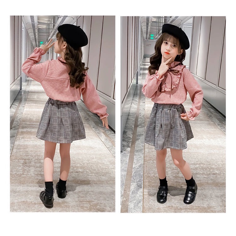 Áo sơ mi dày tay cổ nơ nhiều màu cho bé gái - Bản không cúc dưới  N01003