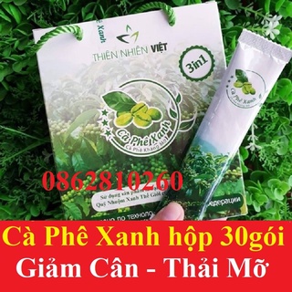 Cà phê xanh giảm cân kháng mỡ chính hãng hộp 10 gói, 30 gói