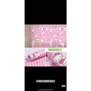 Giấy dán tường hello kitty màu hồng