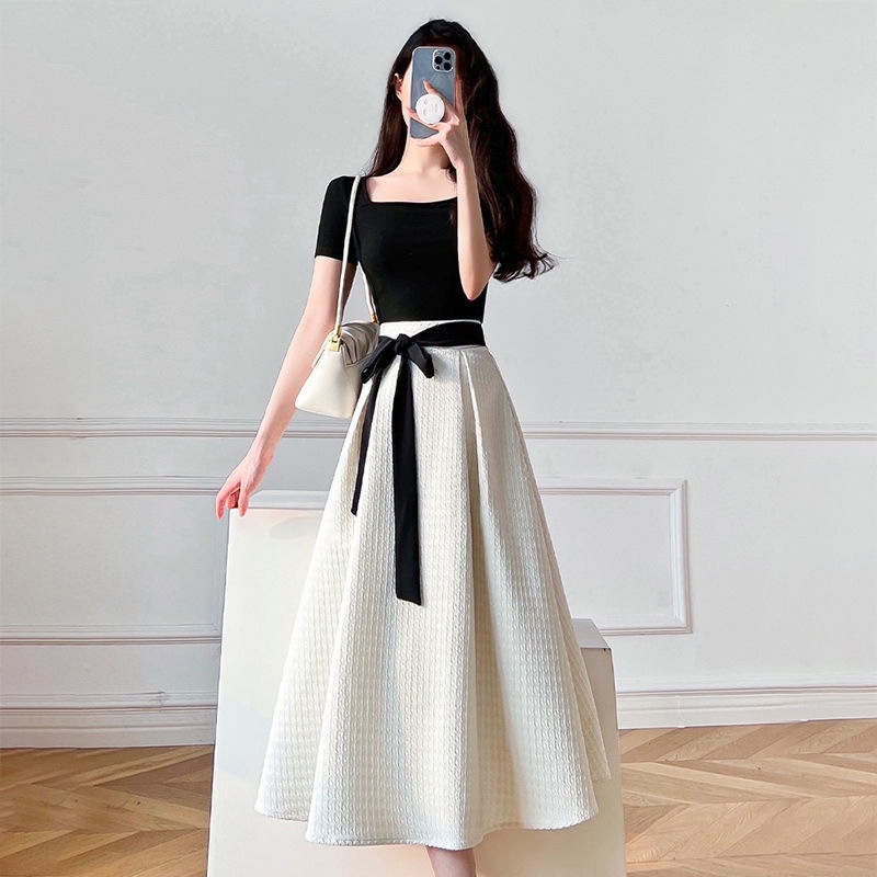 Set Áo Croptop + Chân Váy Chữ A Phong Cách Hàn Quốc Thời Trang Cho Nữ