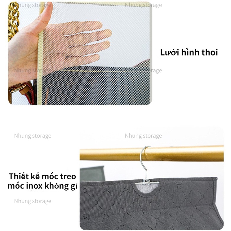 Túi Bảo Quản Túi Xách Có Móc Treo Đế Cứng Nhiều Tầng Túi Treo Đựng Túi Xách Chống Bụi Bẩn Dạng 3D Chống Biến Dạng