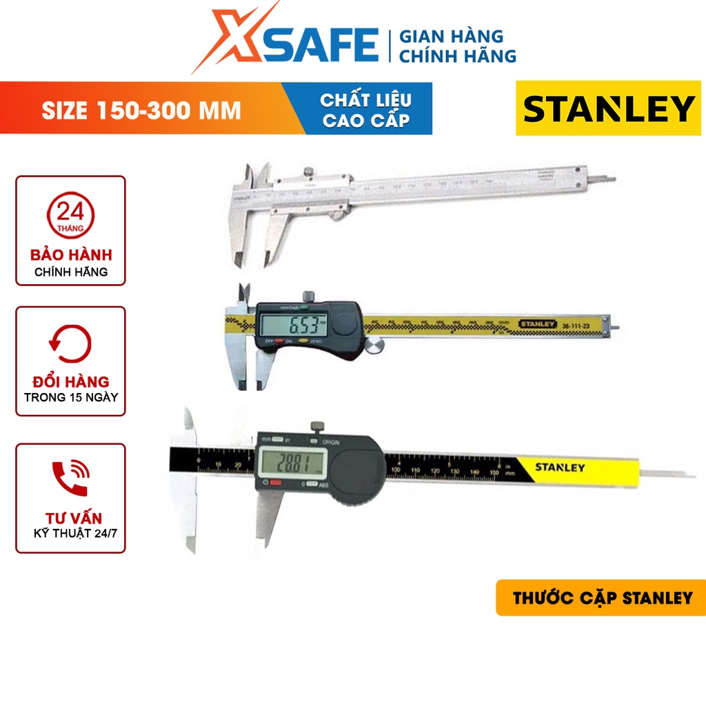Thước cặp cơ STANLEY thép cao cấp Thước kẹp cơ và điện tử Stanley kết quả chính xác cao, chất lượng Mỹ