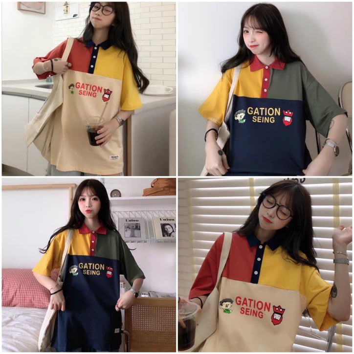 ORDER | ÁO PHÔNG CỔ POLO ULZZANG FORM RỘNG TAY LỬNG PHỐI NHIỀU MÀU