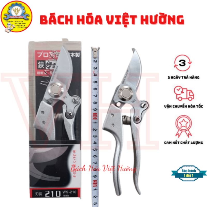 Kéo cắt, tỉa cành SaDa cao cấp công nghệ Nhật Bản, lưỡi cắt siêu sắc bền bỉ làm bằng thép không gỉ - tặng kèm 1 lò xo