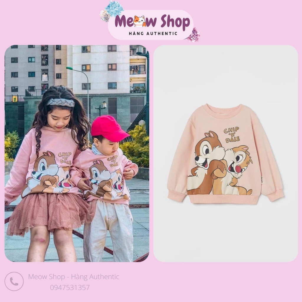 Áo nỉ len in hình Disney ChipnDale có lót lông mềm cho các bé size từ 18 tháng đến 10 tuổi
