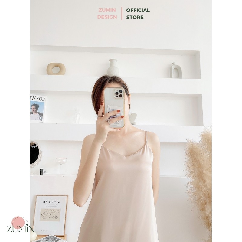 Váy ngủ hai dây lụa satin, đầm ngủ 2 dây quyến rũ chất liệu cao cấp, bóng, đẹp, mềm mại, an toàn